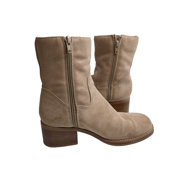 Candies Ankle Boot Womens 6 Tan Y2K Country Western Suede Leather Side Zip - Picture 5 of 10